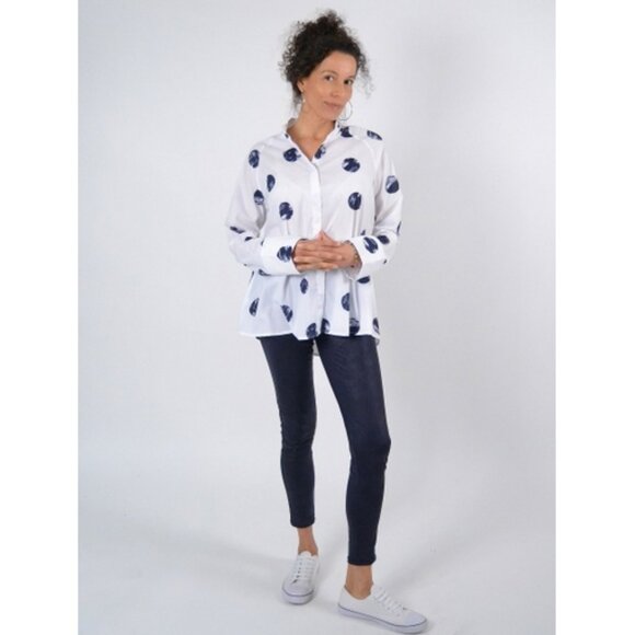 Kozan Sz. S Pippa Shirt in Navy Dots Artistic Whimsical Boho - Picture 2 of 13